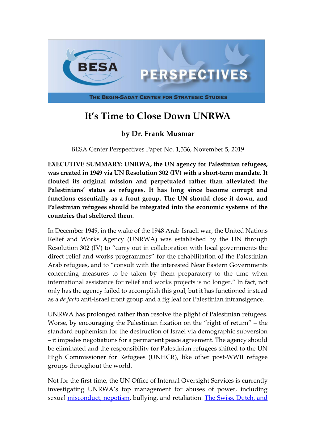 It's Time to Close Down UNRWA