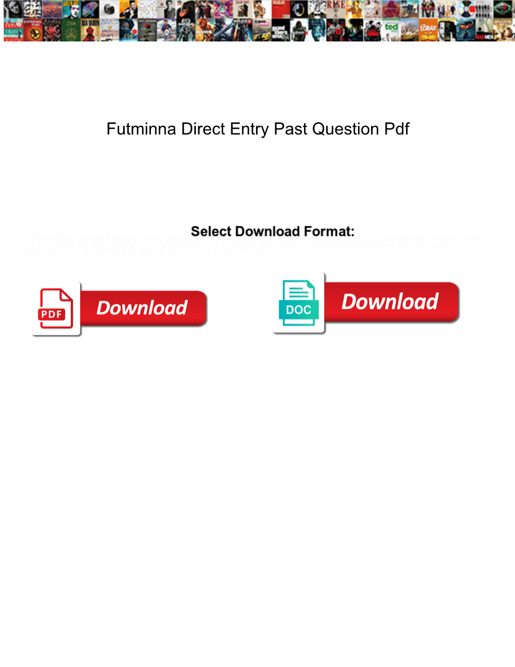 Futminna Direct Entry Past Question Pdf