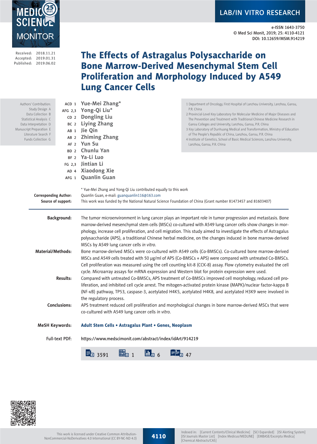 The Effects of Astragalus Polysaccharide on Bone Marrow