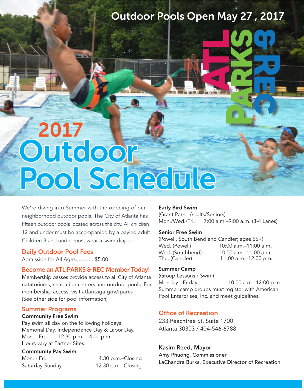 2017 Outdoor Pool Schedule