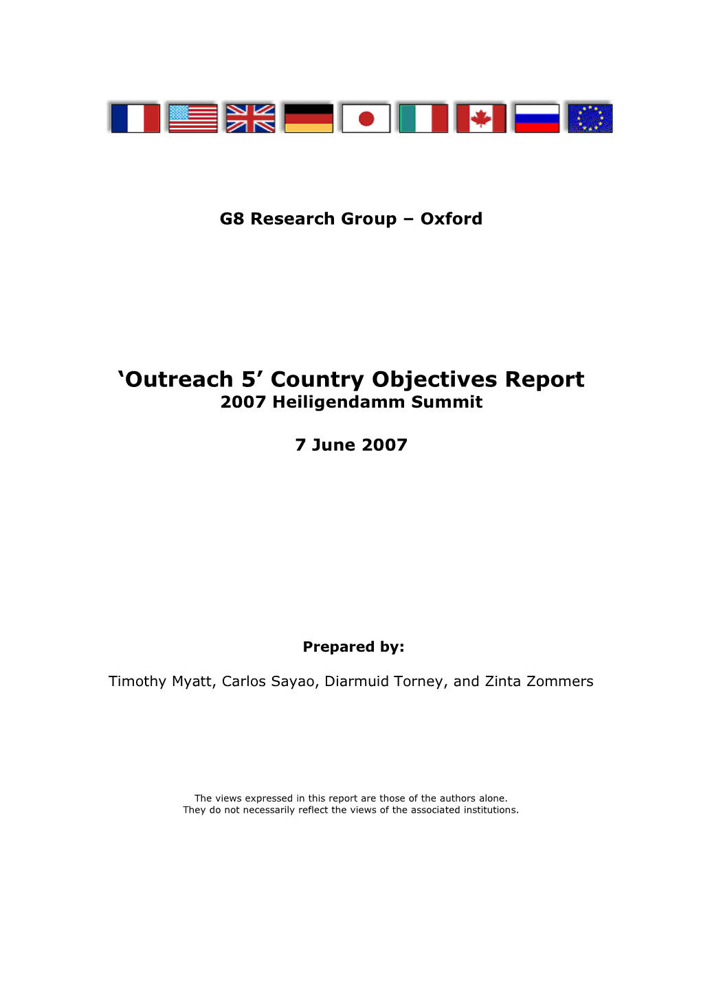 'Outreach 5' Country Objectives Report