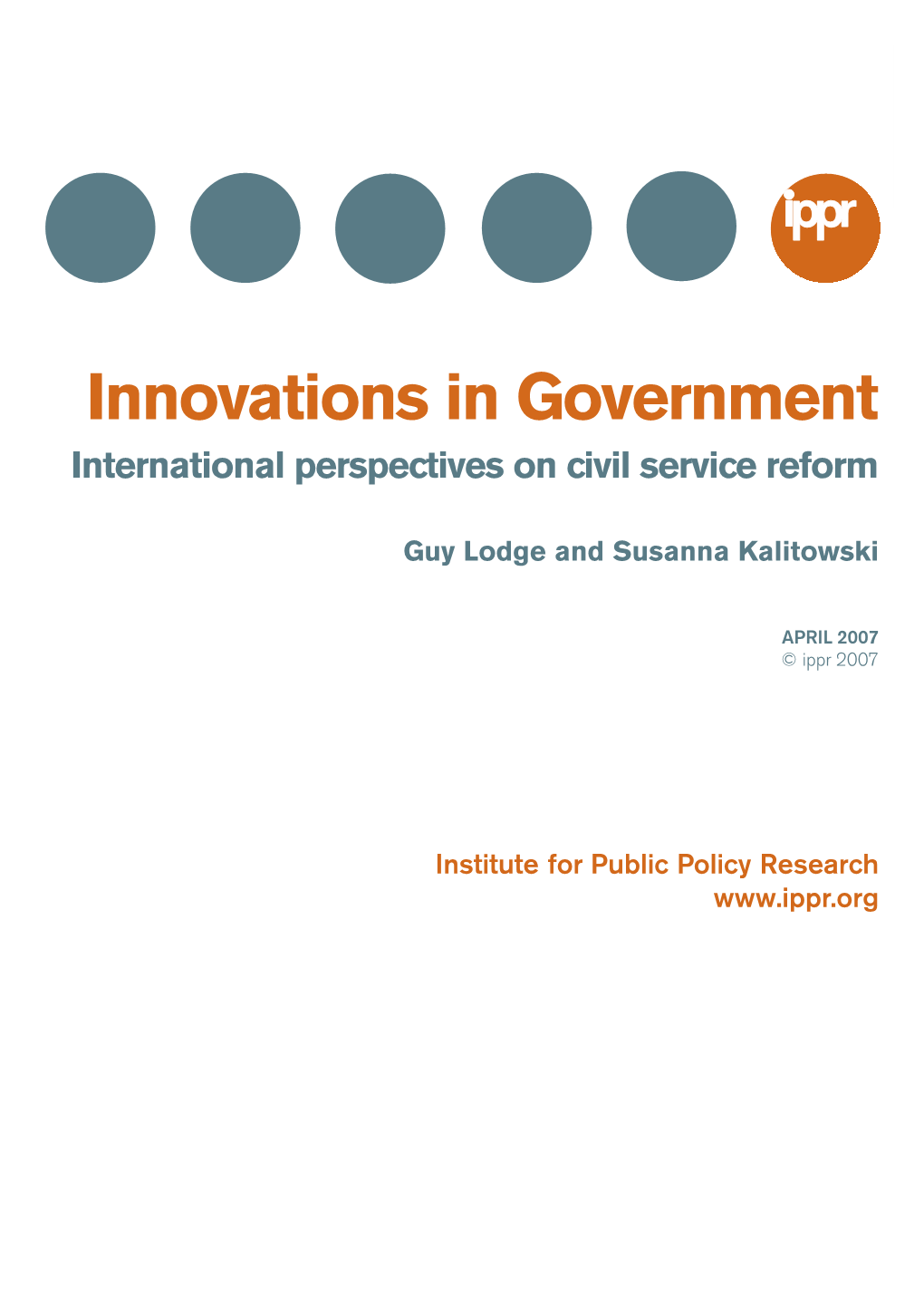 Innovations in Government International Perspectives on Civil Service Reform