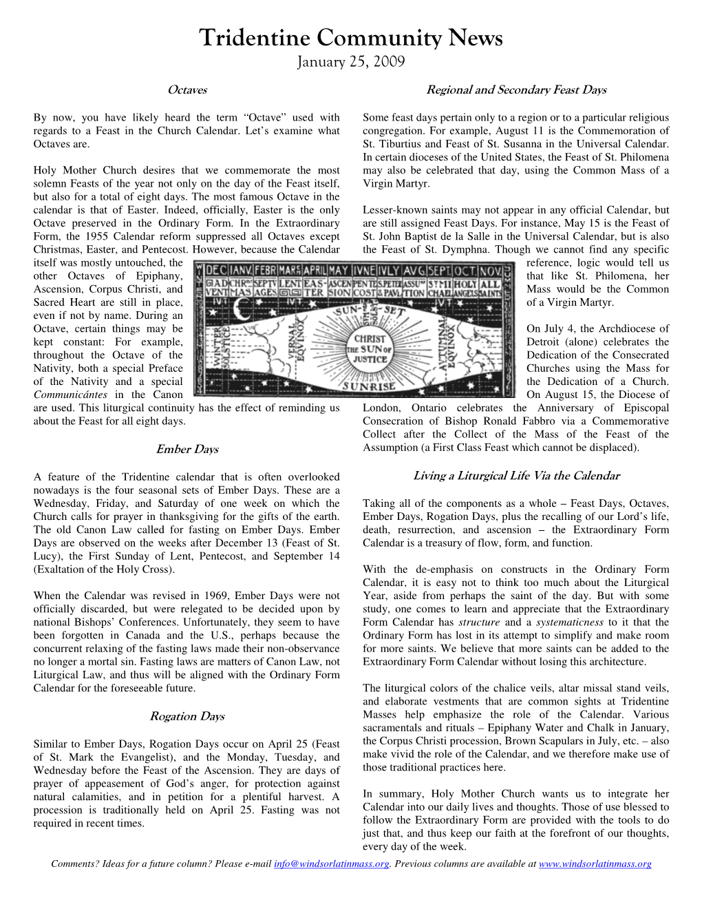 Tridentine Community News January 25, 2009