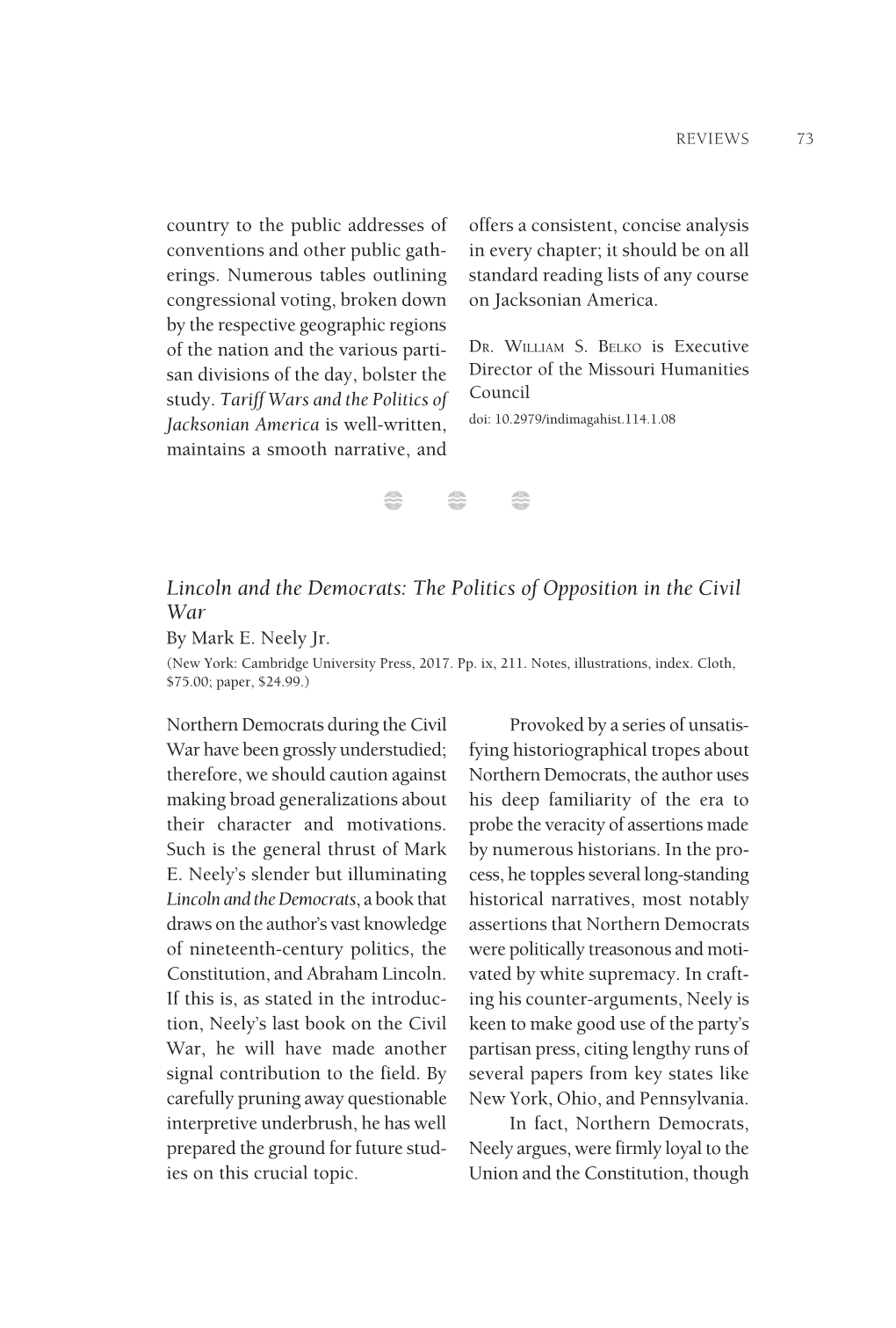 Lincoln and the Democrats: the Politics of Opposition in the Civil War by Mark E