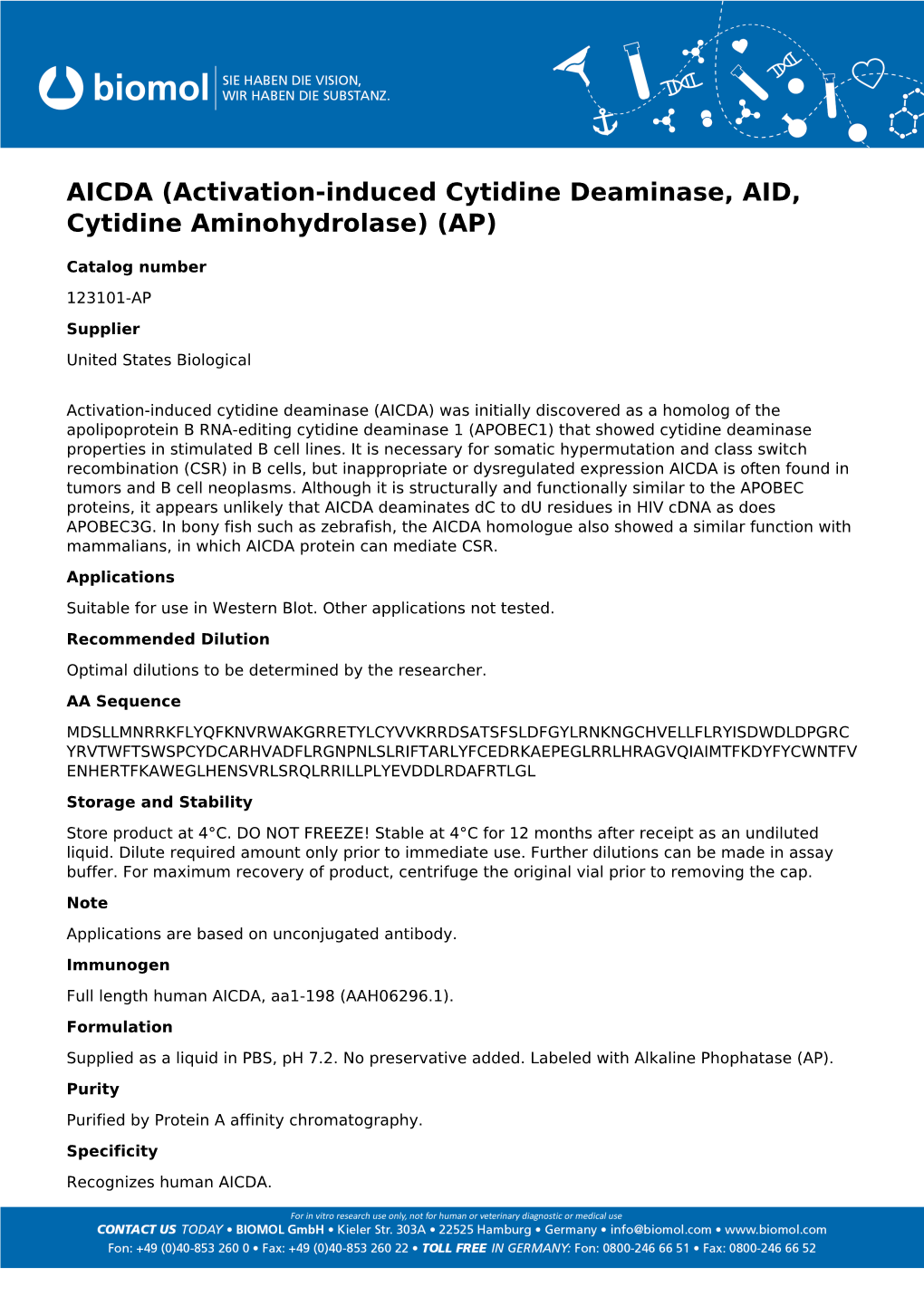 AICDA (Activation-Induced Cytidine Deaminase, AID, Cytidine Aminohydrolase) (AP)