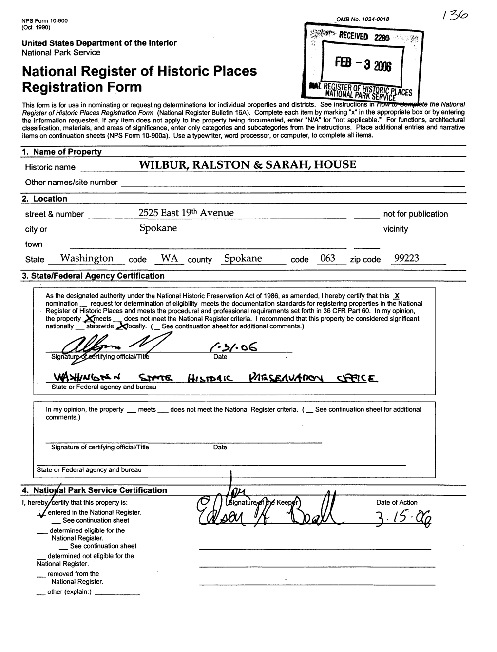 National Register Nomination, 2000