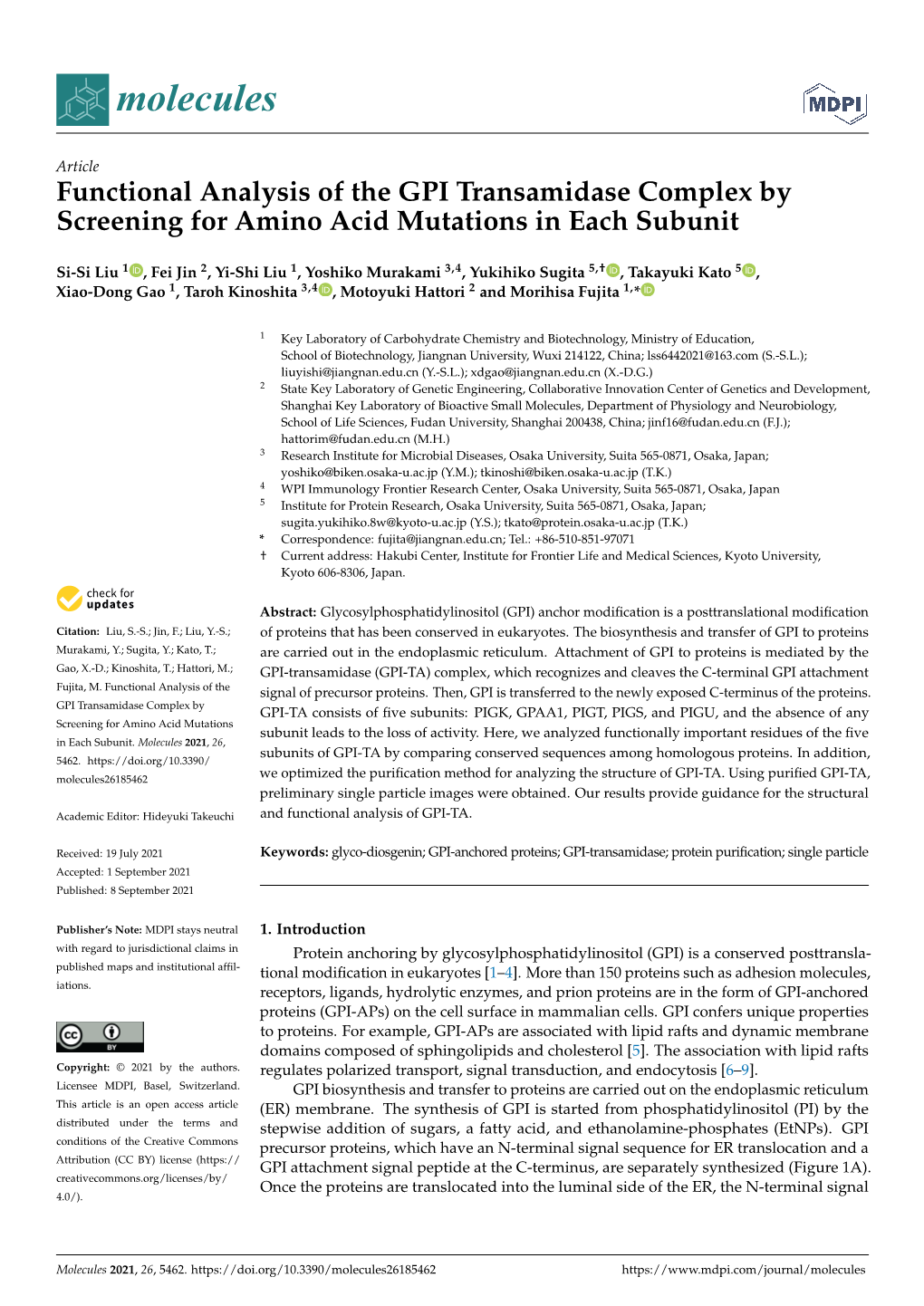 Functional Analysis of the GPI Transamidase Complex by Screening for Amino Acid Mutations in Each Subunit