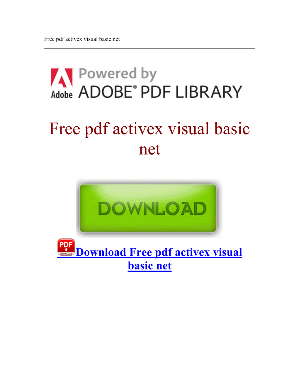 Free Pdf Activex Visual Basic Net