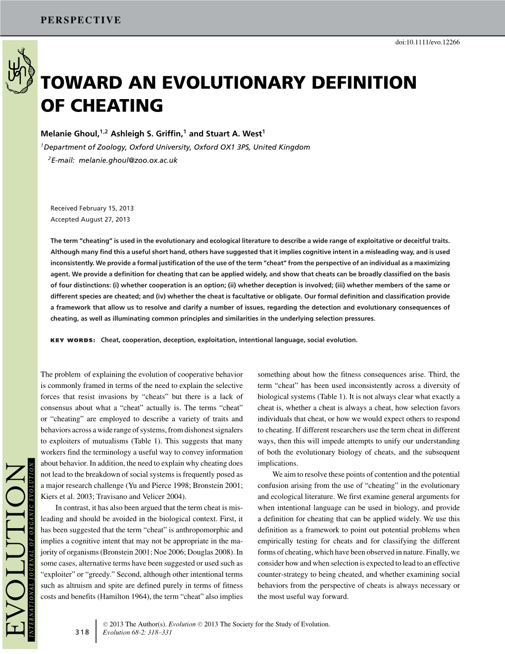 Toward an Evolutionary Definition of Cheating