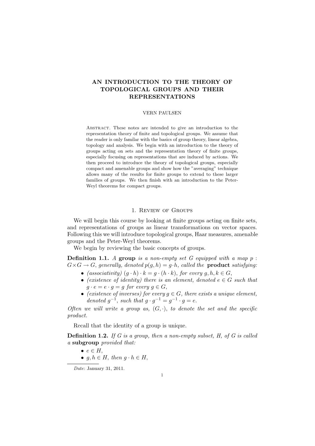 An Introduction to the Theory of Topological Groups and Their Representations