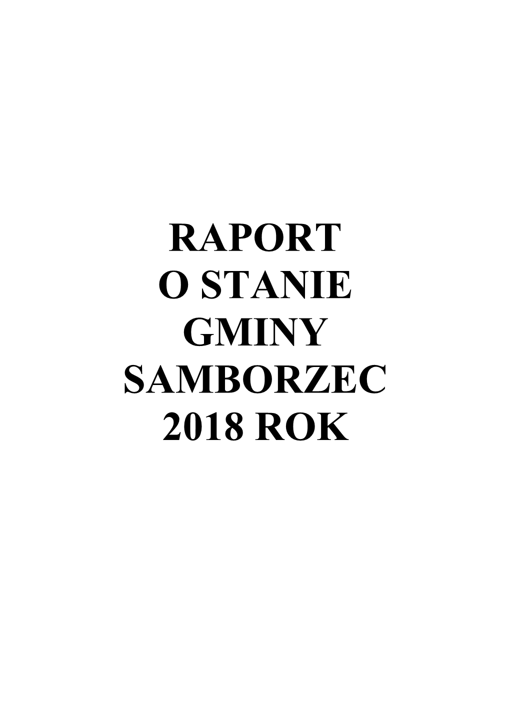 Raport O Stanie Gminy Samborzec 2018 Rok
