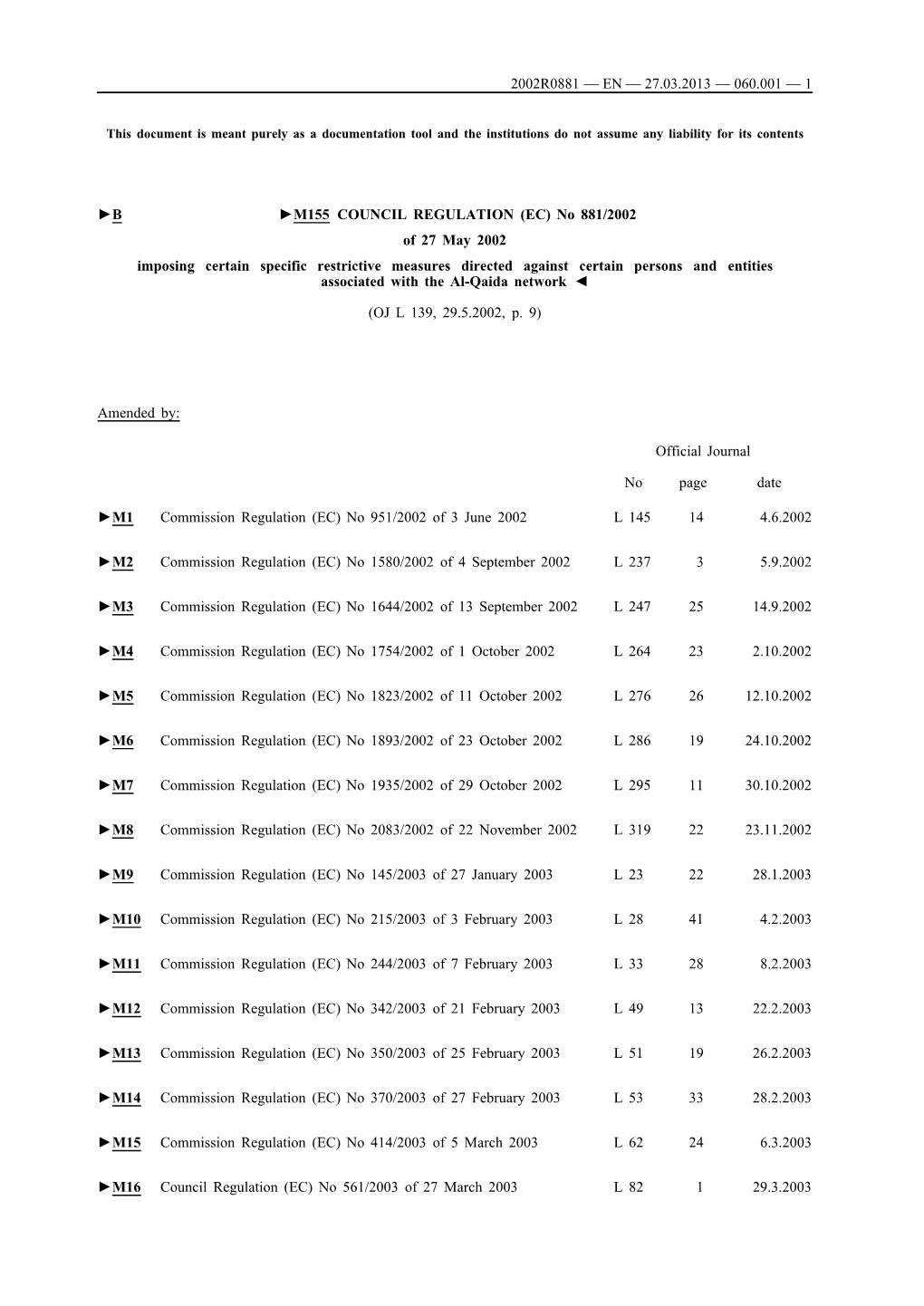 B M155 COUNCIL REGULATION (EC) No 881/2002 of 27