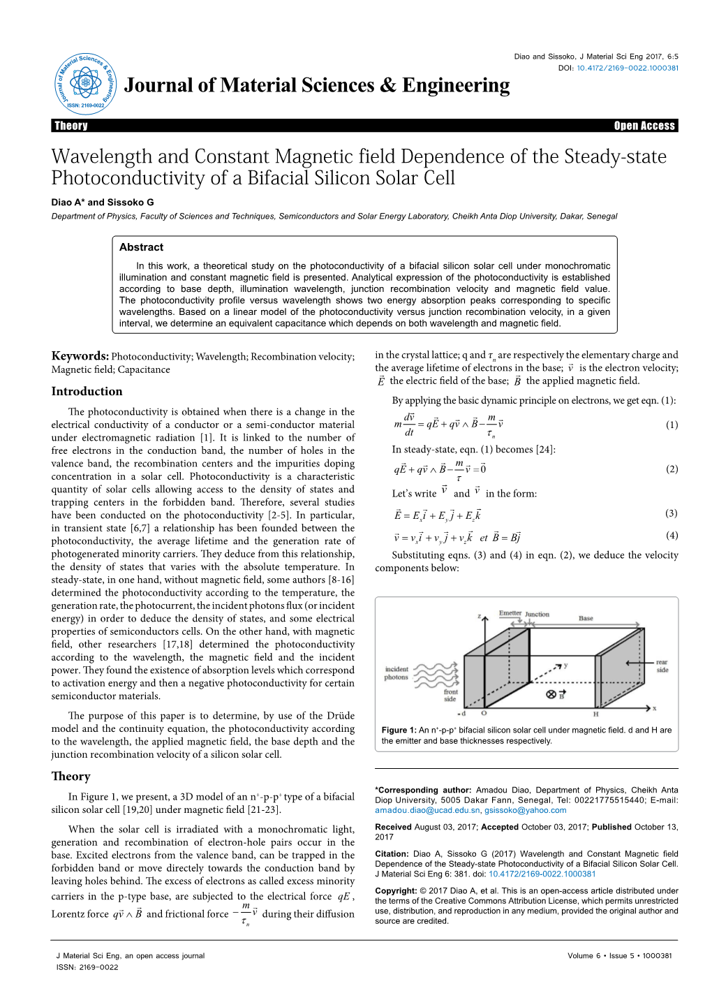 Wavelength and Constant Magnetic Field Dependence of the Steady-State Photoconductivity of a Bifacial Silicon Solar Cell