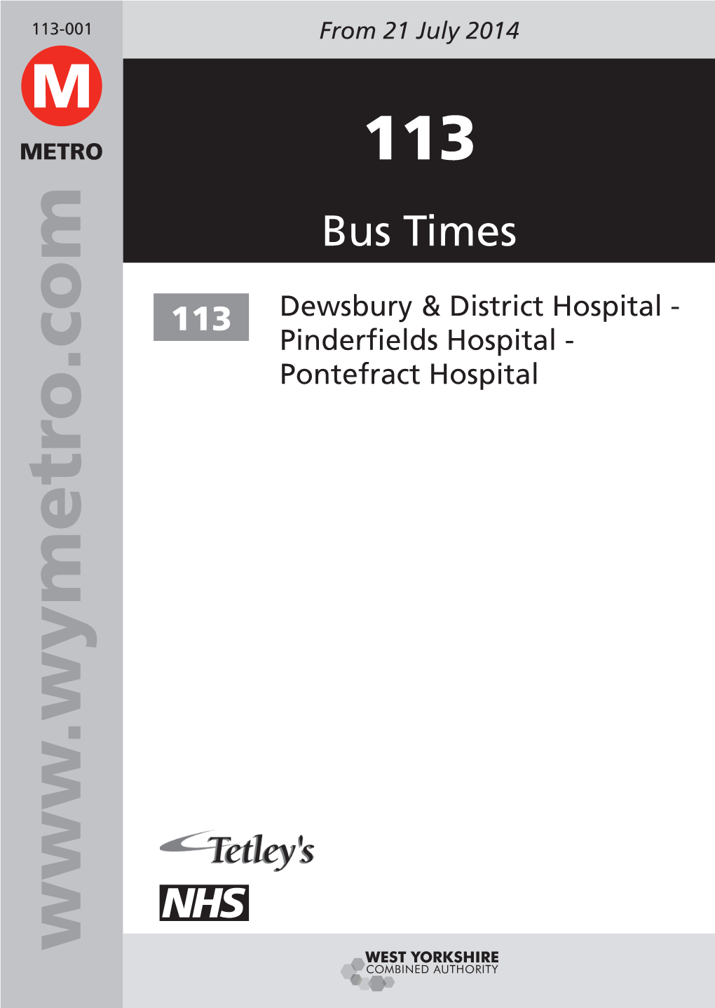 113 New Bus Timetable