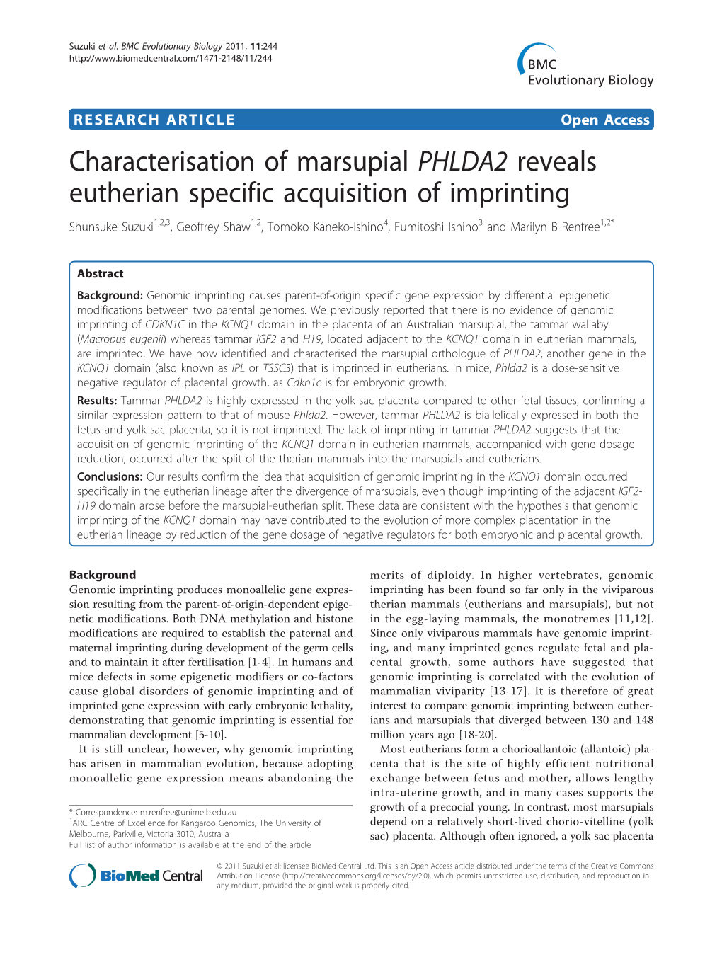 Characterisation of Marsupial PHLDA2 Reveals