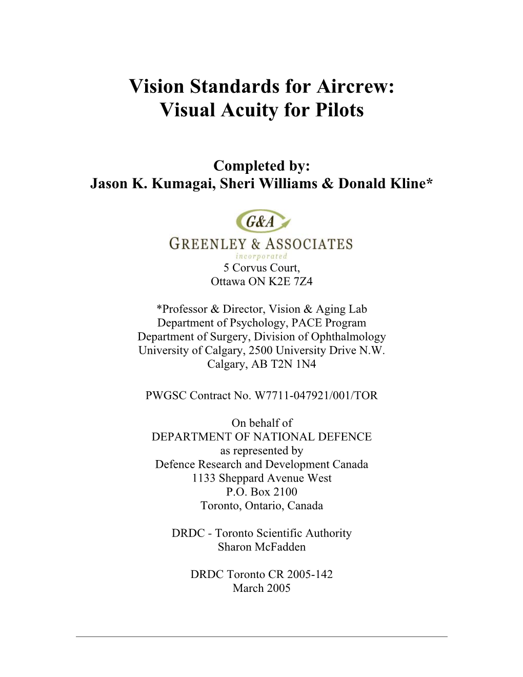 Vision Standards for Aircrew: Visual Acuity for Pilots