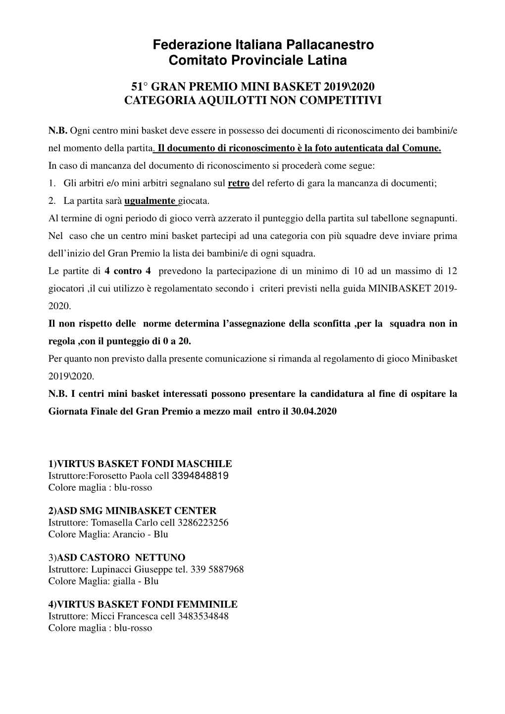 Federazione Italiana Pallacanestro Comitato Provinciale Latina