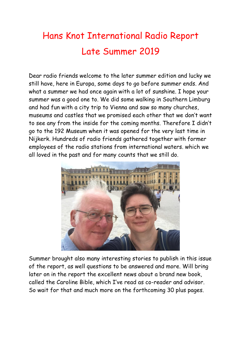 Hans Knot International Radio Report Late Summer 2019