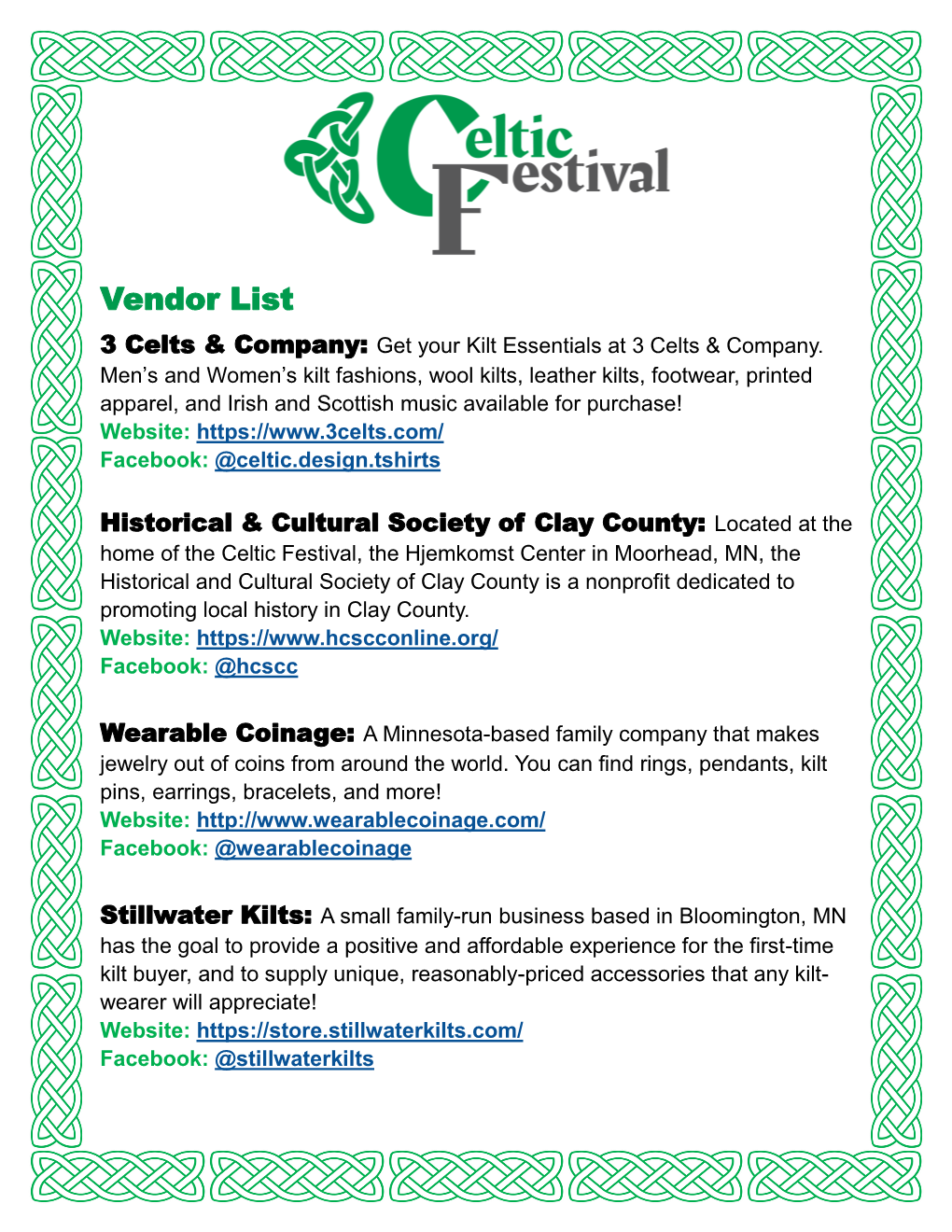 Check out This List of Celtic Festival Vendors