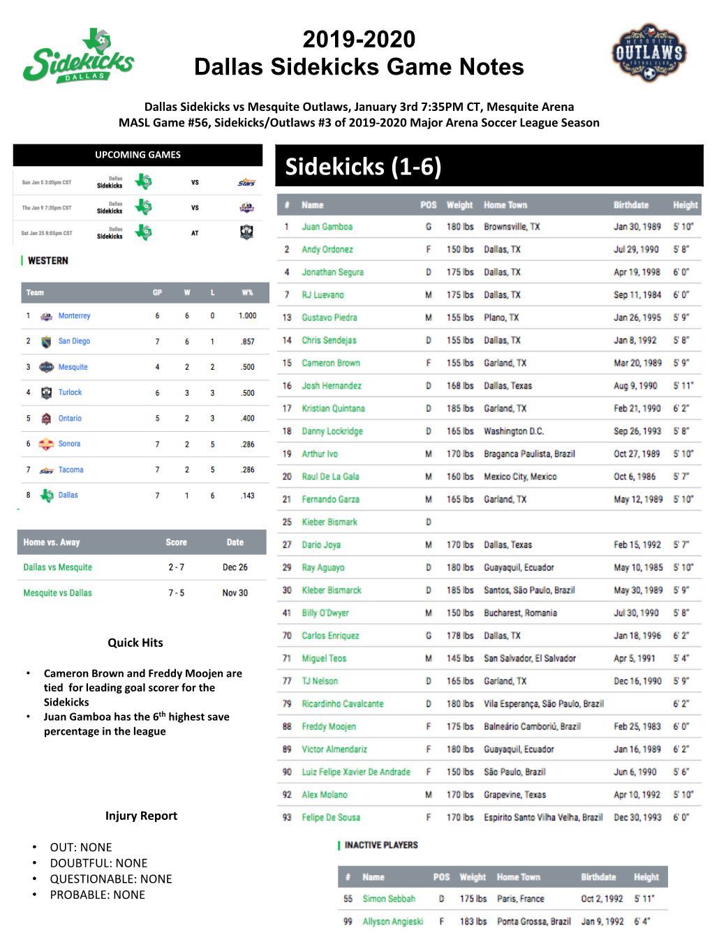 Sidekicks Game Notes