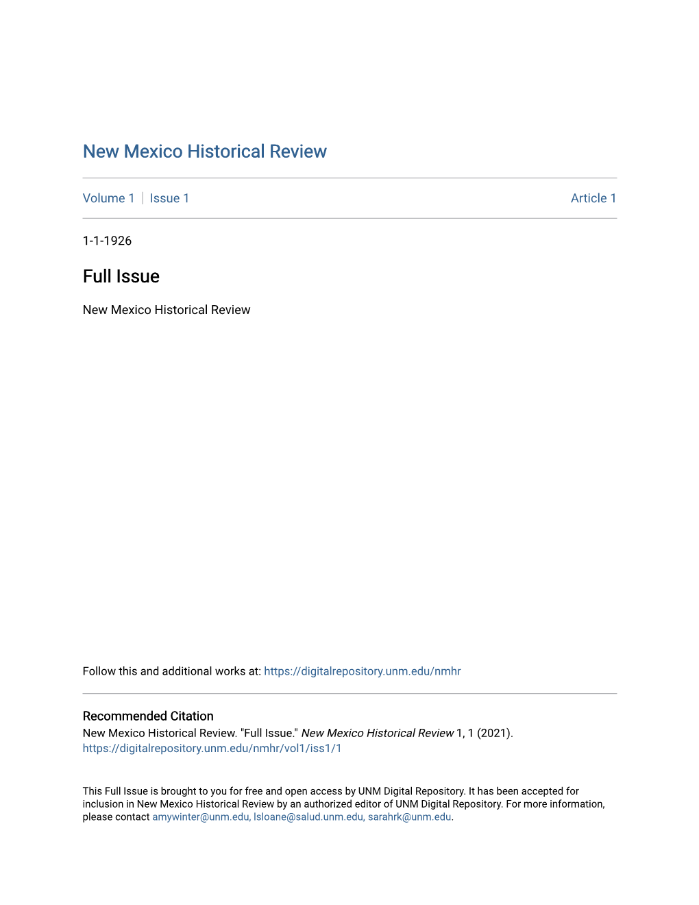 New Mexico Historical Review