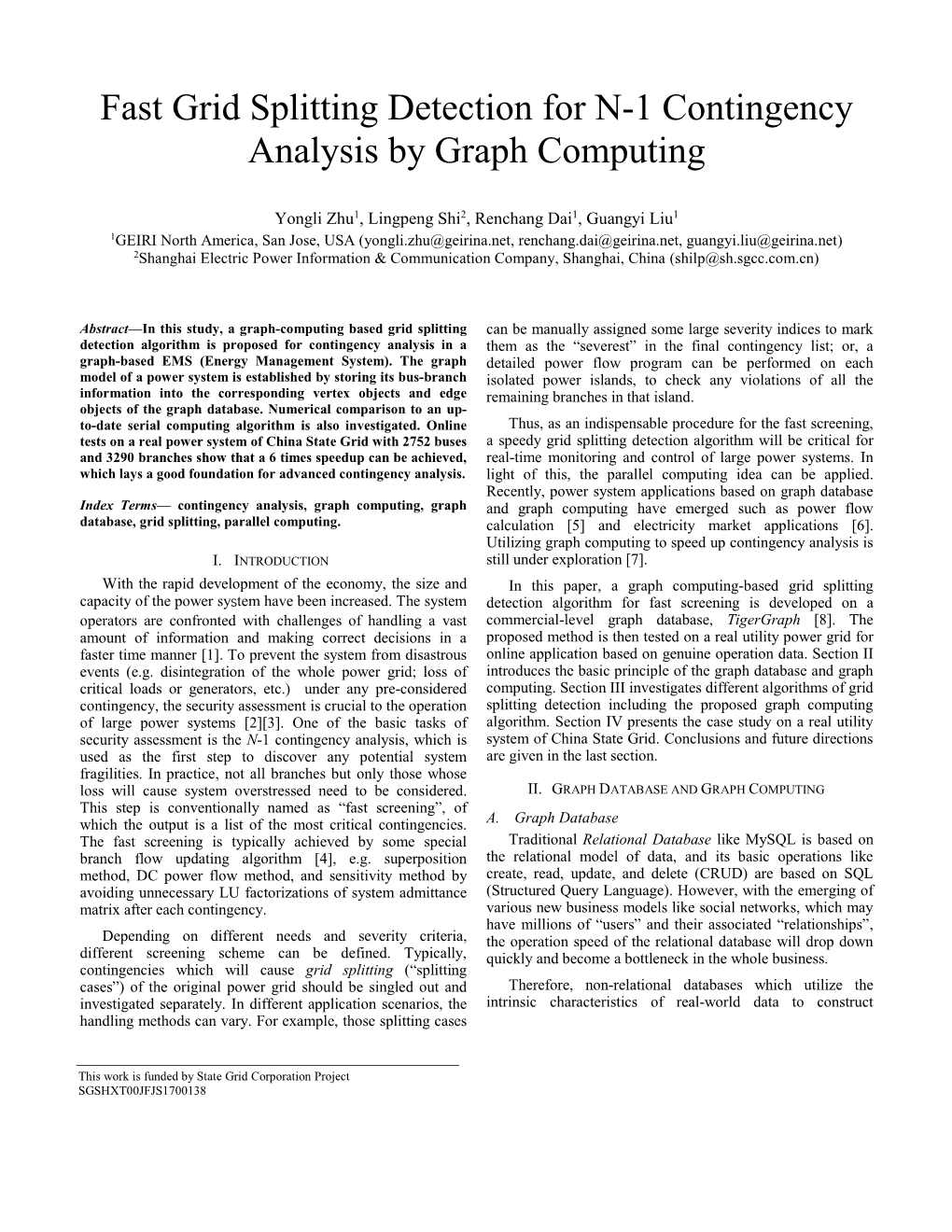 Fast Grid Splitting Detection for N-1 Contingency Analysis by Graph Computing ISGT-ASIA 2019