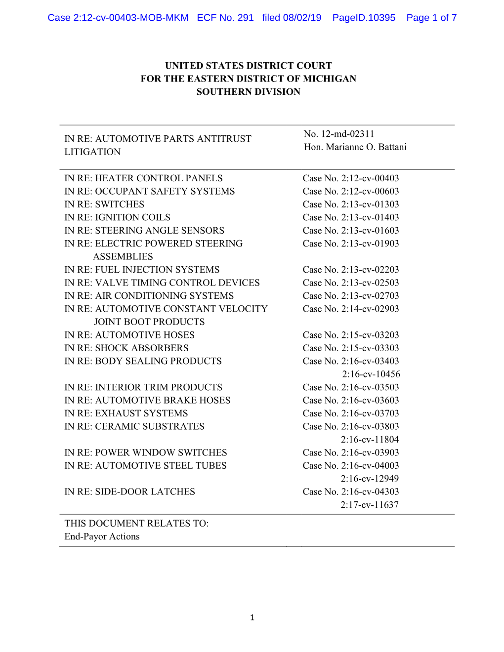 United States District Court for the Eastern District of Michigan Southern Division