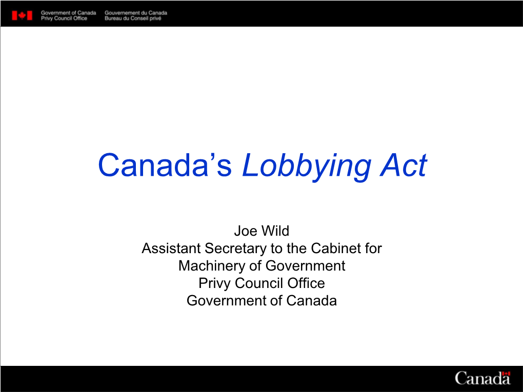 Canada's Lobbying