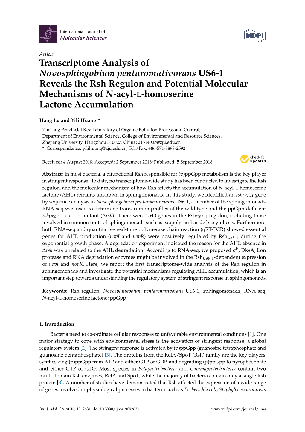 Transcriptome Analysis of Novosphingobium