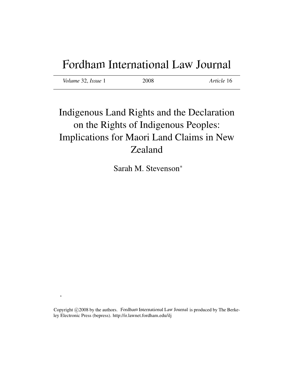 Implications for Maori Land Claims in New Zealand