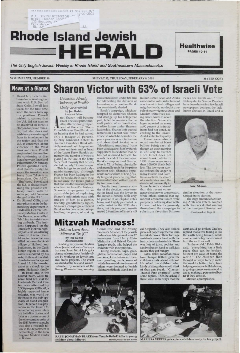 HERALD PAGES 10-11 the Only English-Jewish Weekly in Rhode Island and Southeastern Massachusetts