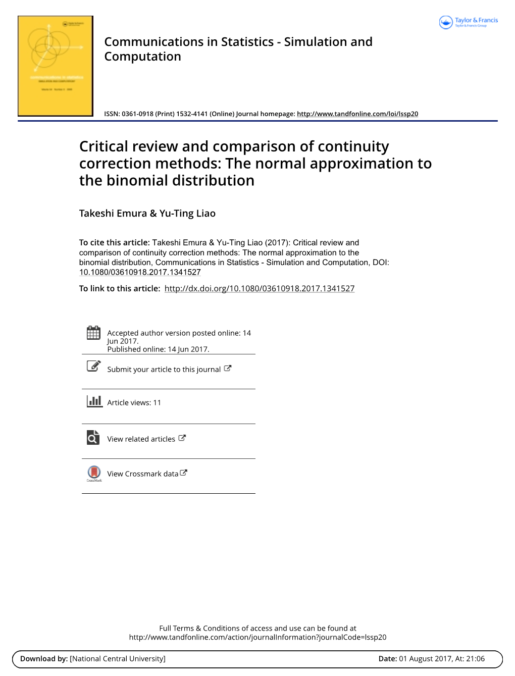 Critical Review and Comparison of Continuity Correction Methods: the Normal Approximation to the Binomial Distribution