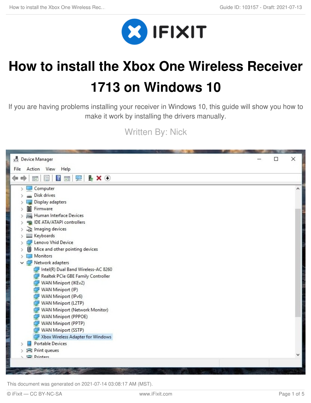 How to Install the Xbox One Wireless Receiver 1713 on Windows 10
