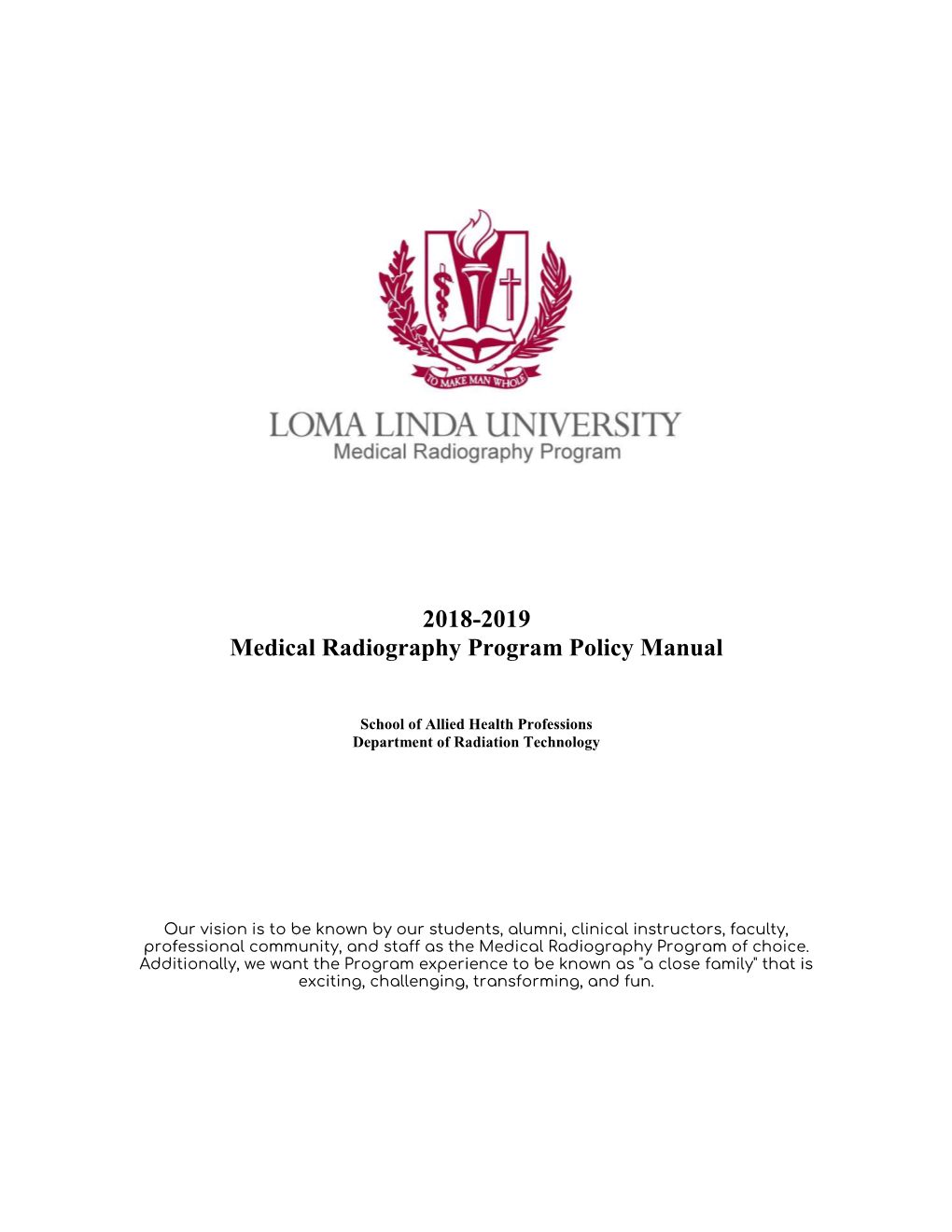 2018-2019 Medical Radiography Program Policy Manual