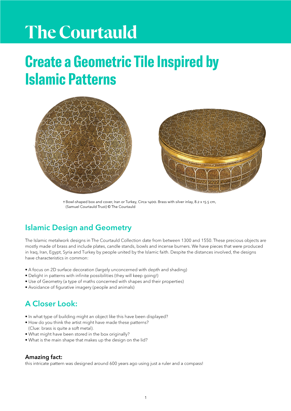 Create a Geometric Tile Inspired by Islamic Patterns