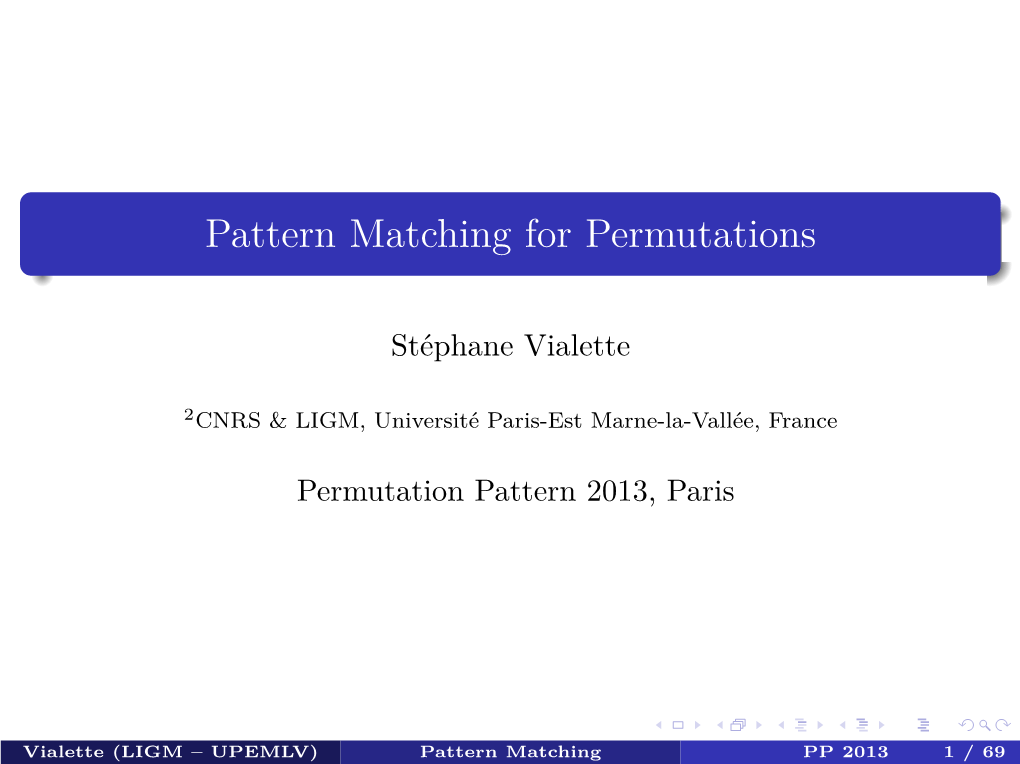 Pattern Matching for Permutations