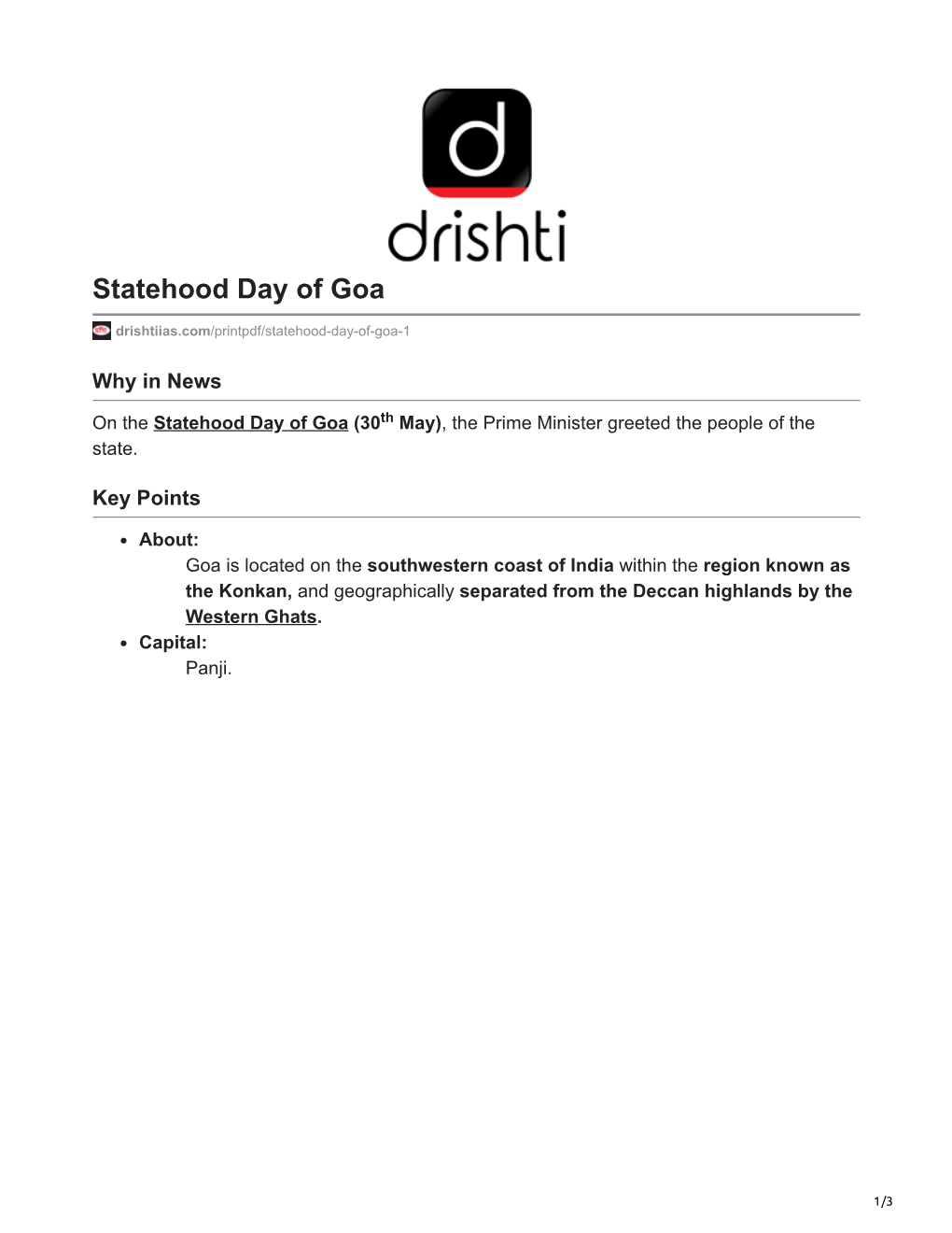 Statehood Day of Goa