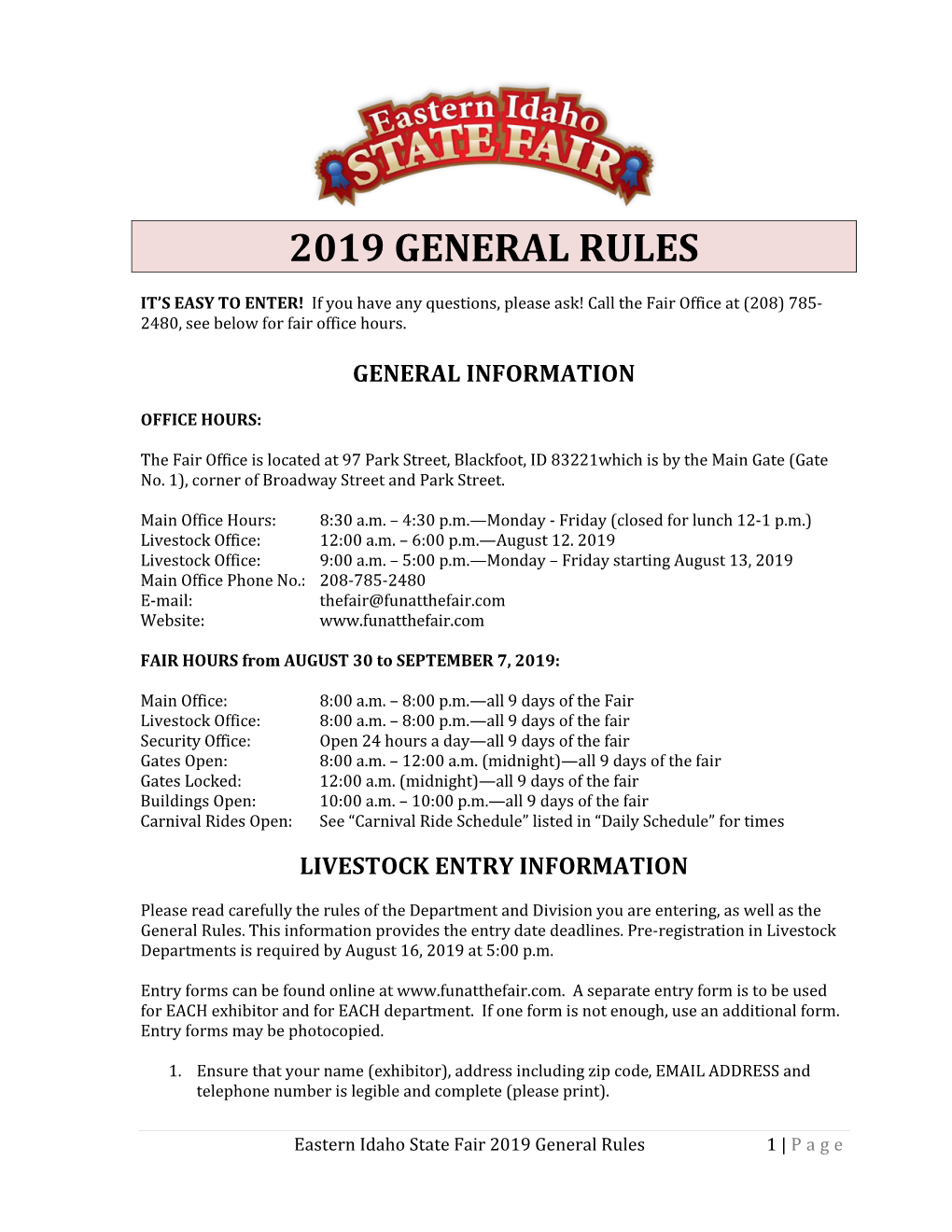 2019 General Rules