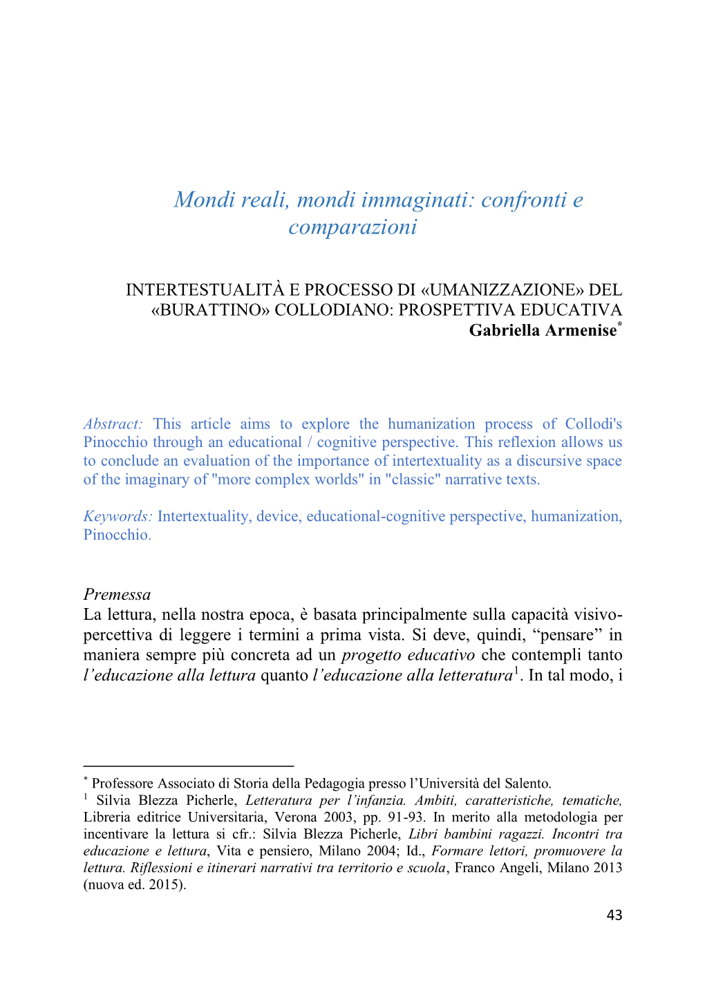 Mondi Reali, Mondi Immaginati: Confronti E Comparazioni