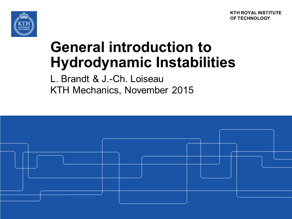 General Introduction to Hydrodynamic Instabilities L