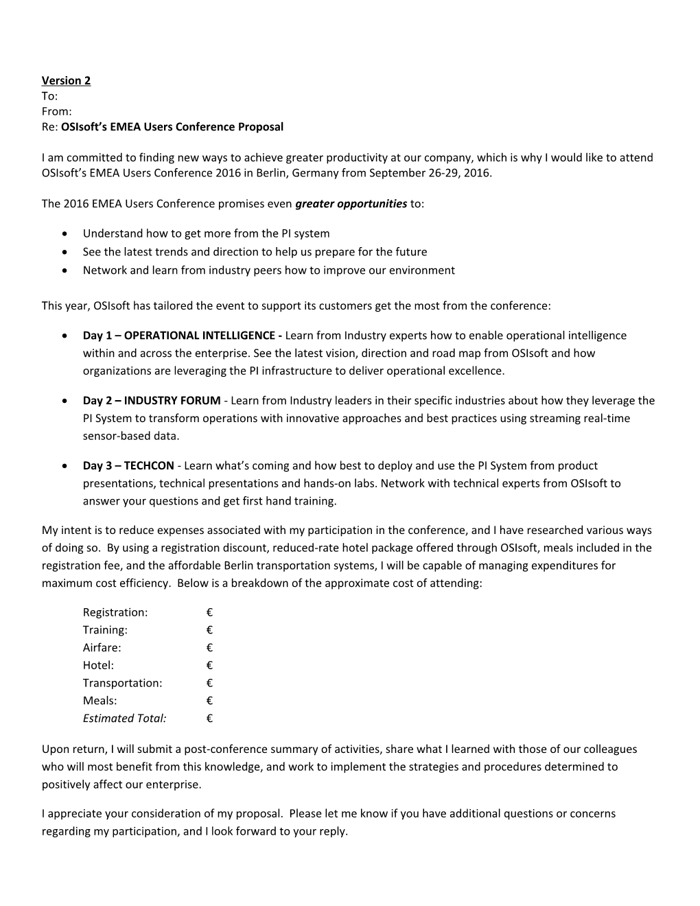 Re: Osisoft S EMEA Users Conference Proposal