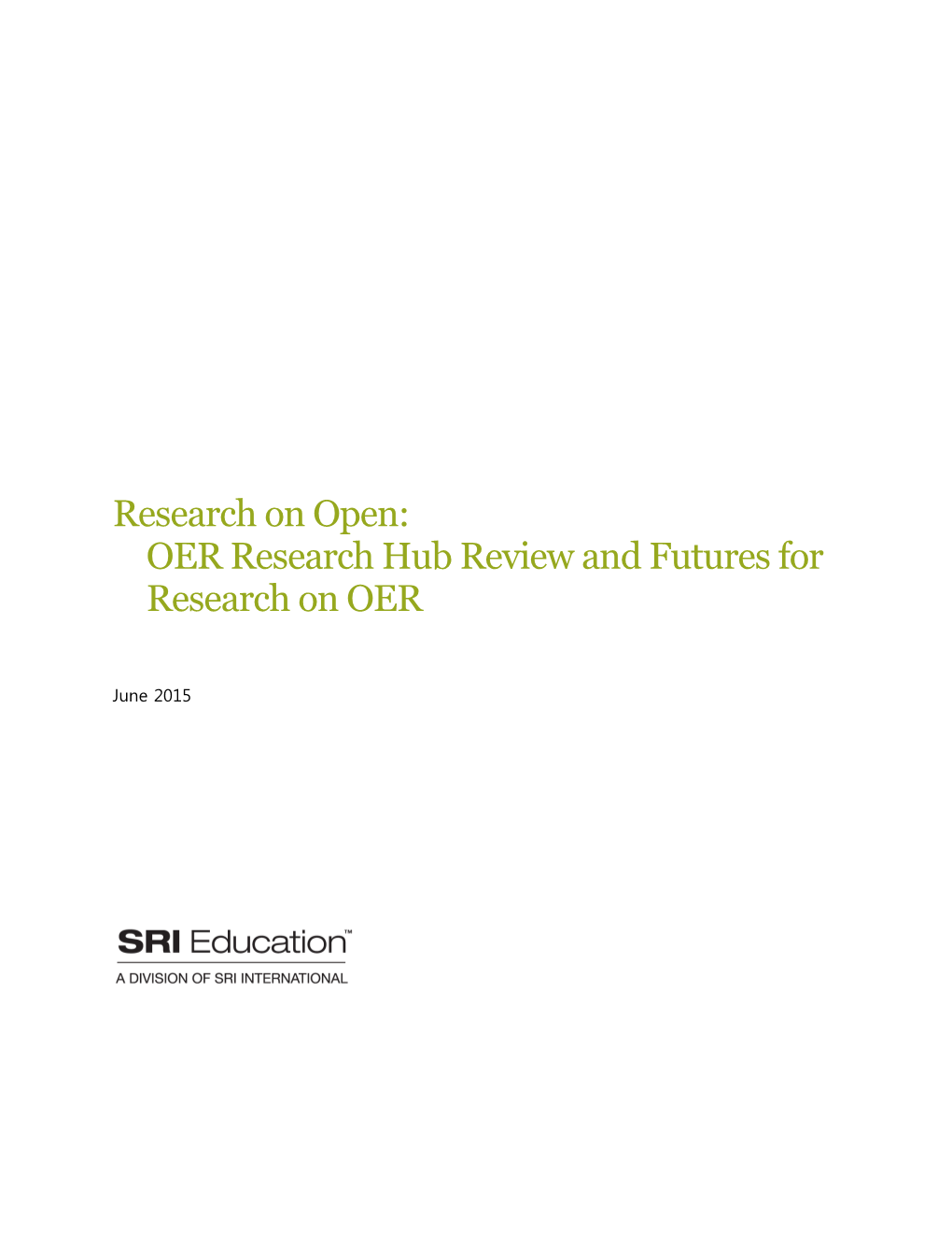 Research on Open:OER Research Hub Review and Futures for Research on OER