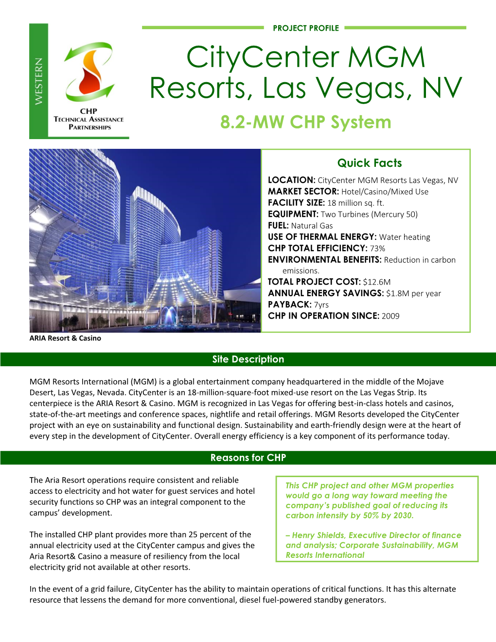 Citycenter MGM Resorts, Las Vegas, NV 8.2-MW CHP System
