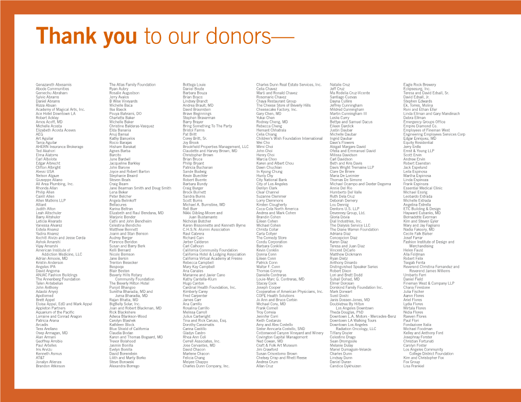 Thank You to Our Donors—