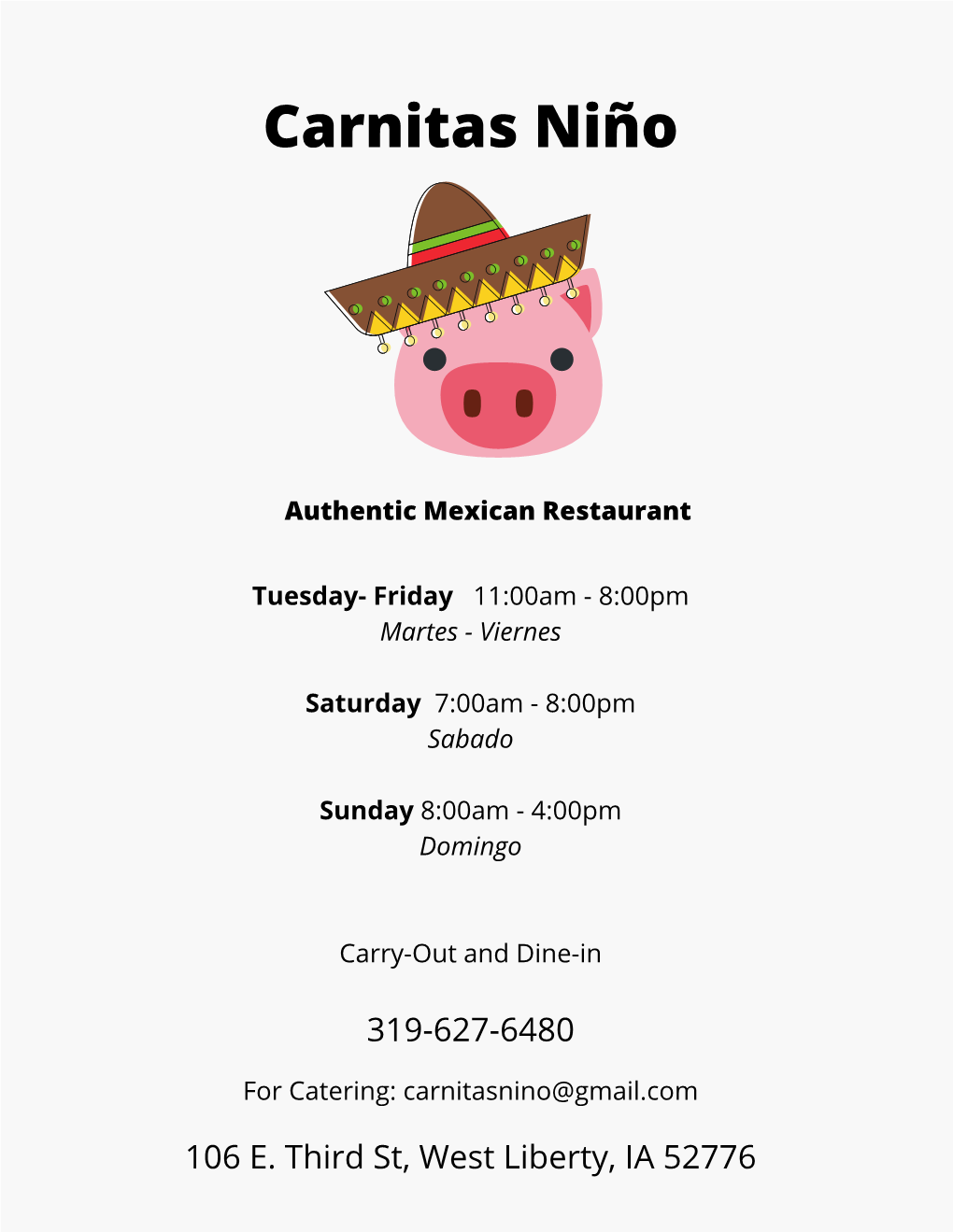 Final Revised Carnitas Menu