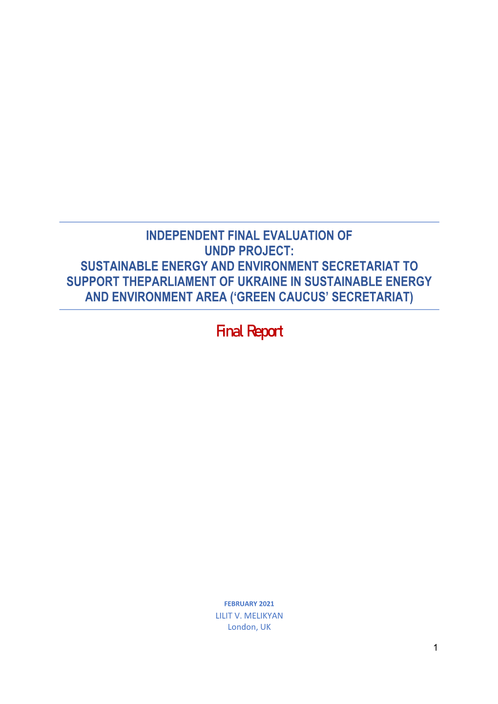 Independent Final Evaluation of UNDP Project