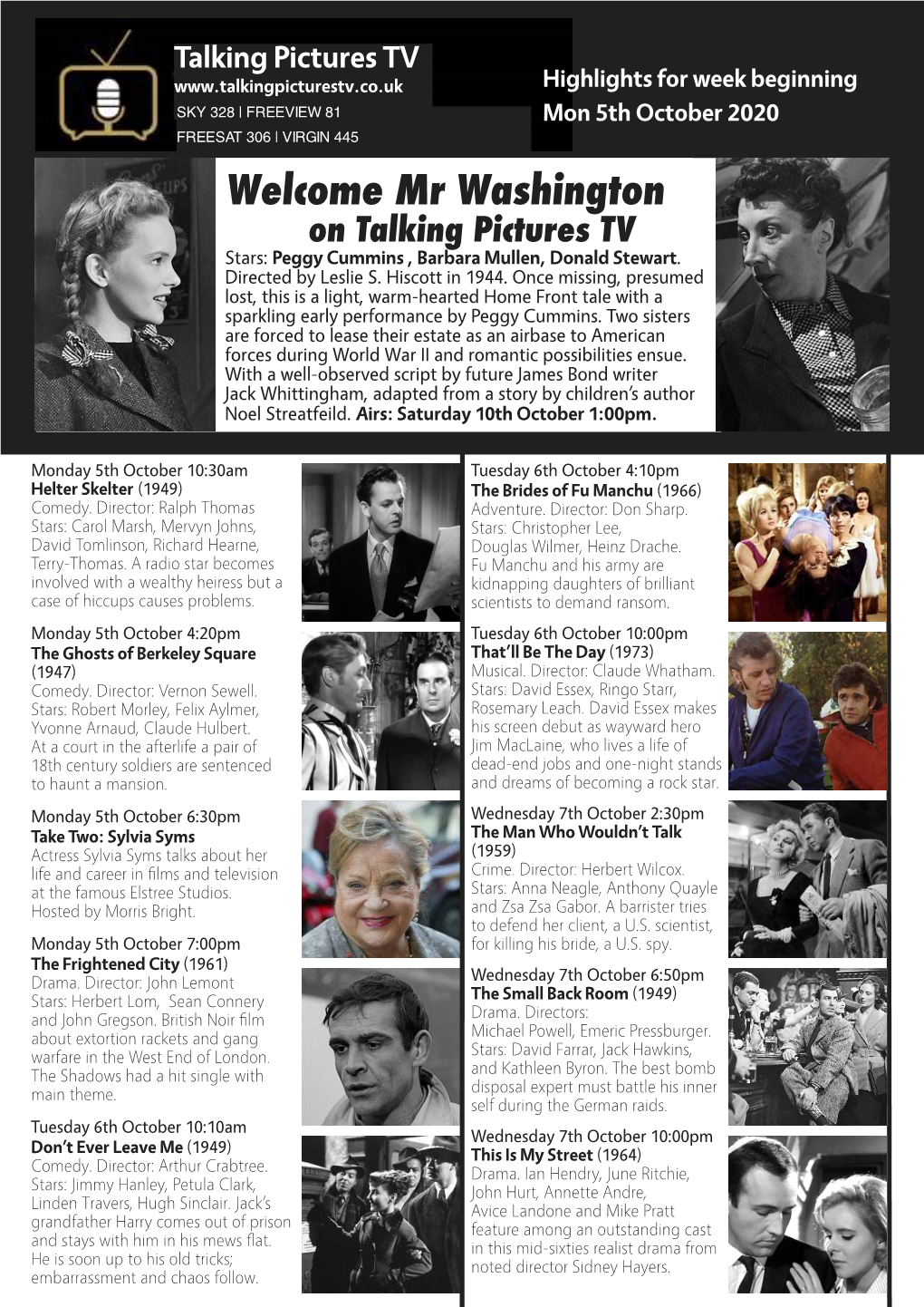Mr Washington on Talking Pictures TV Stars: Peggy Cummins , Barbara Mullen, Donald Stewart