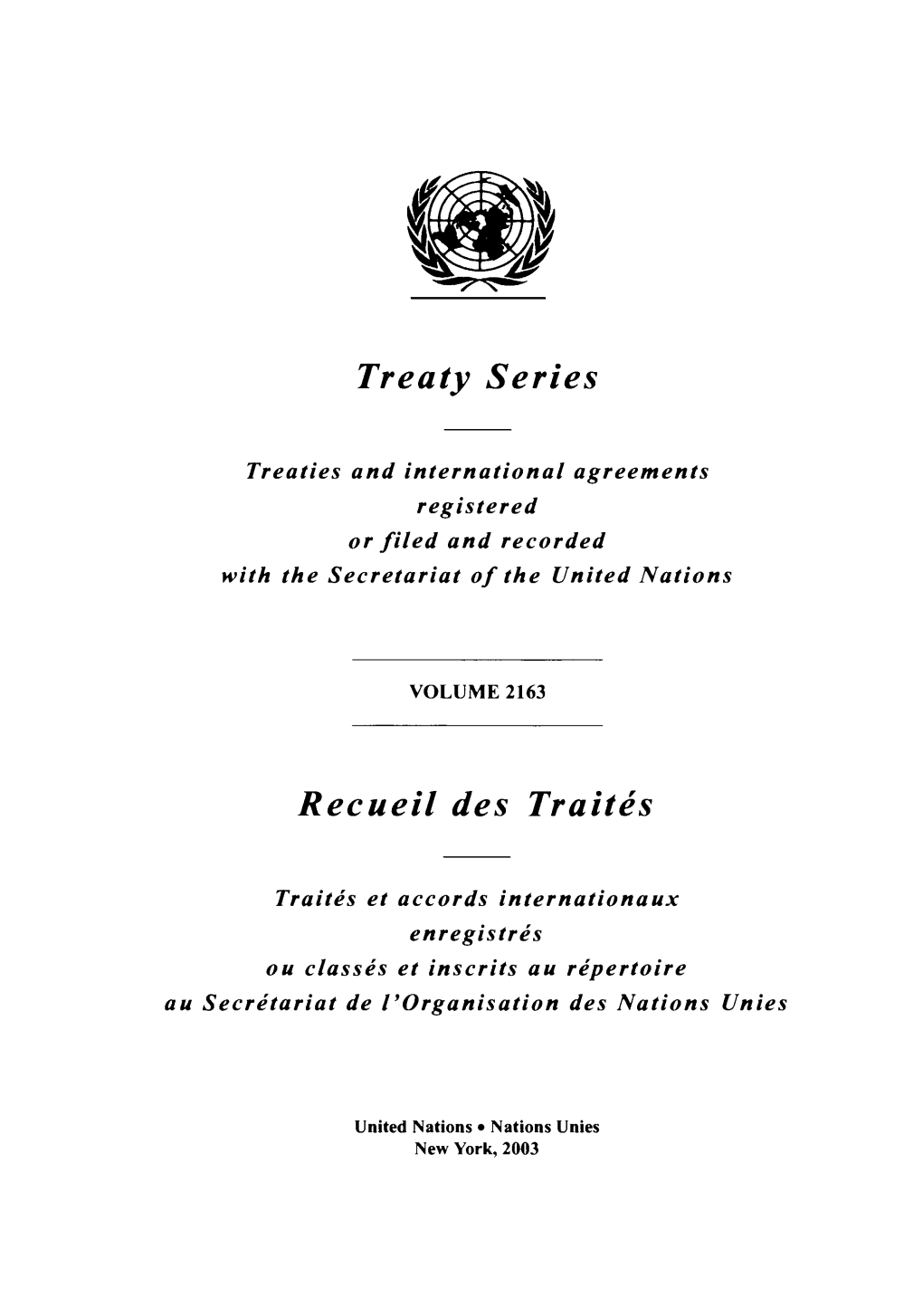 Treaty Series Recueil Des Traites