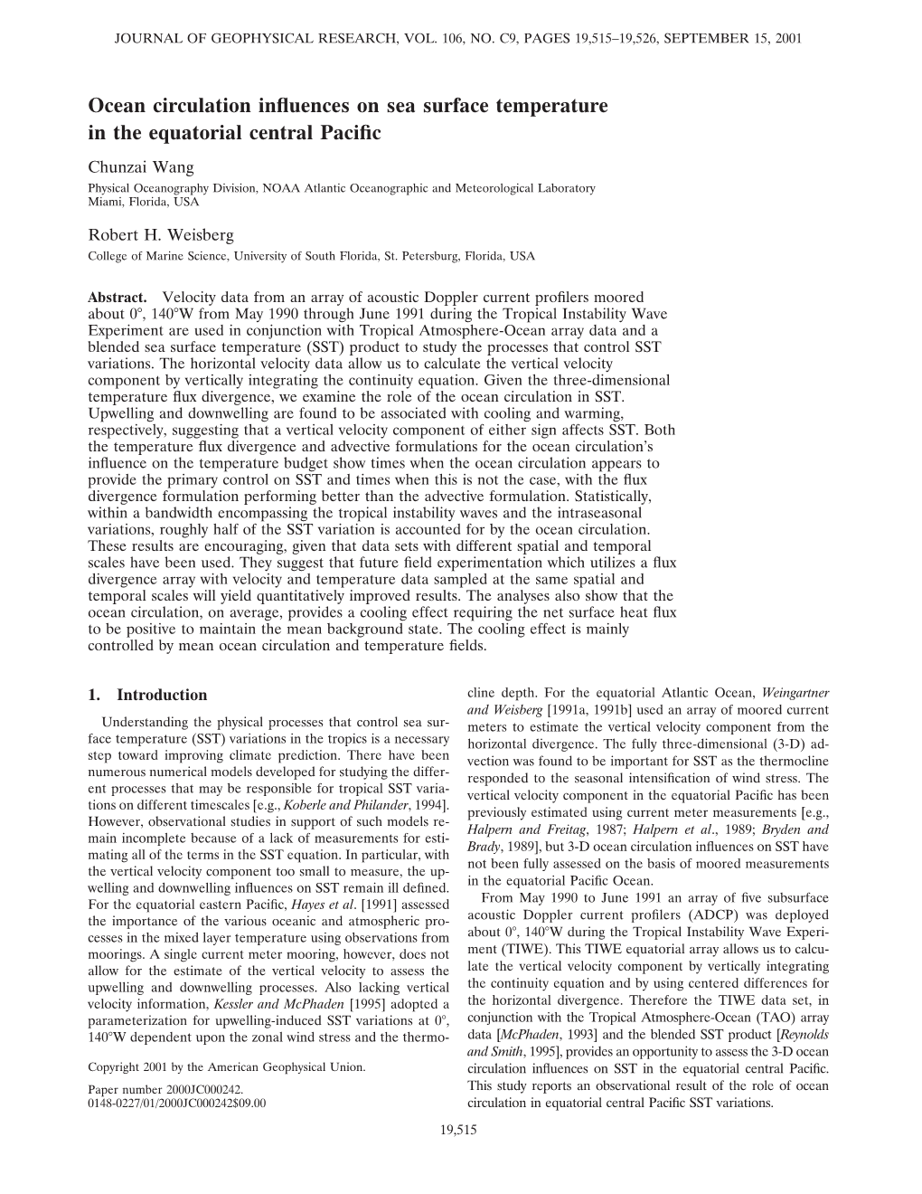 Ocean Circulation Influences on Sea Surface Temperature in The