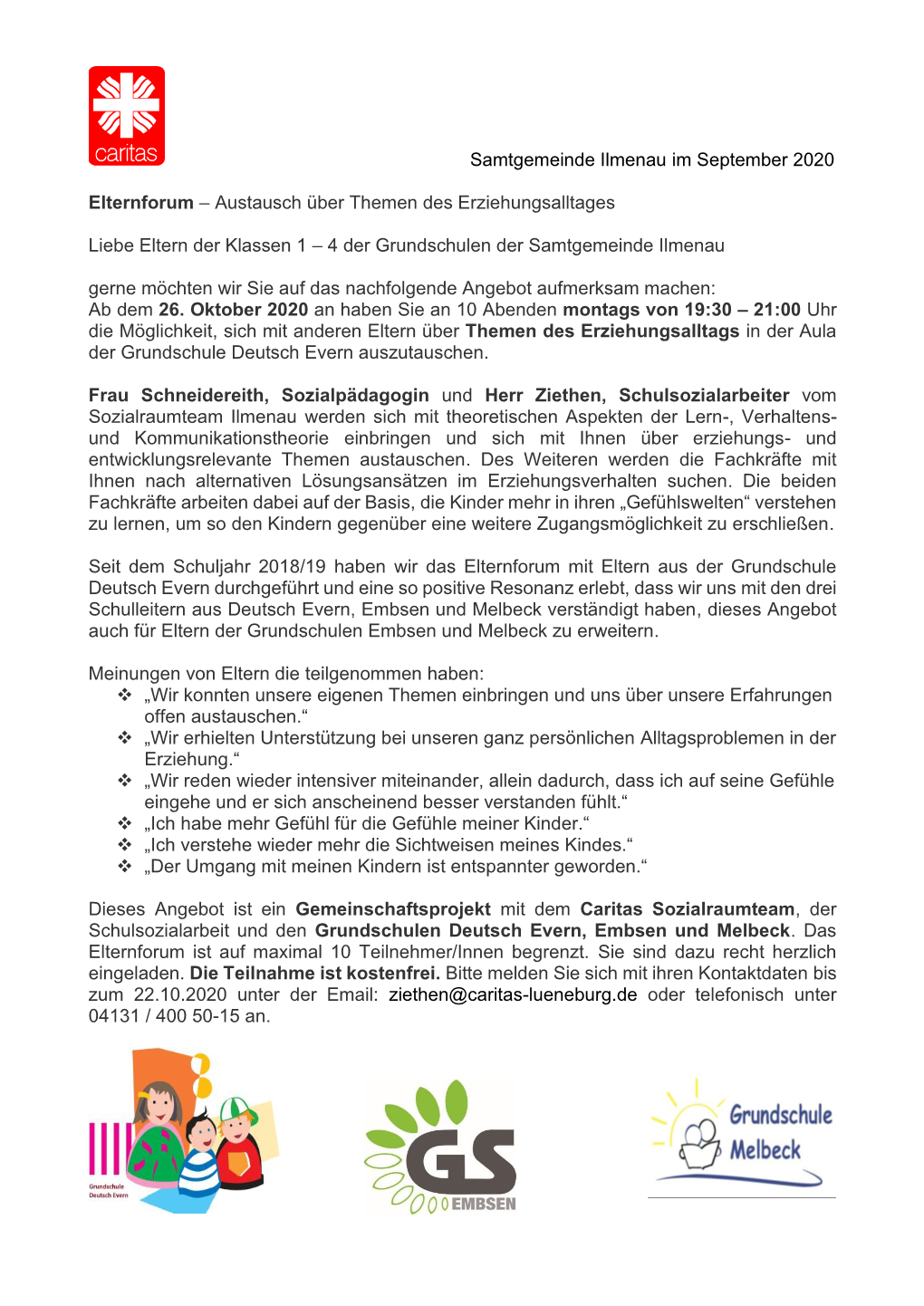 Samtgemeinde Ilmenau Im September 2020 Elternforum